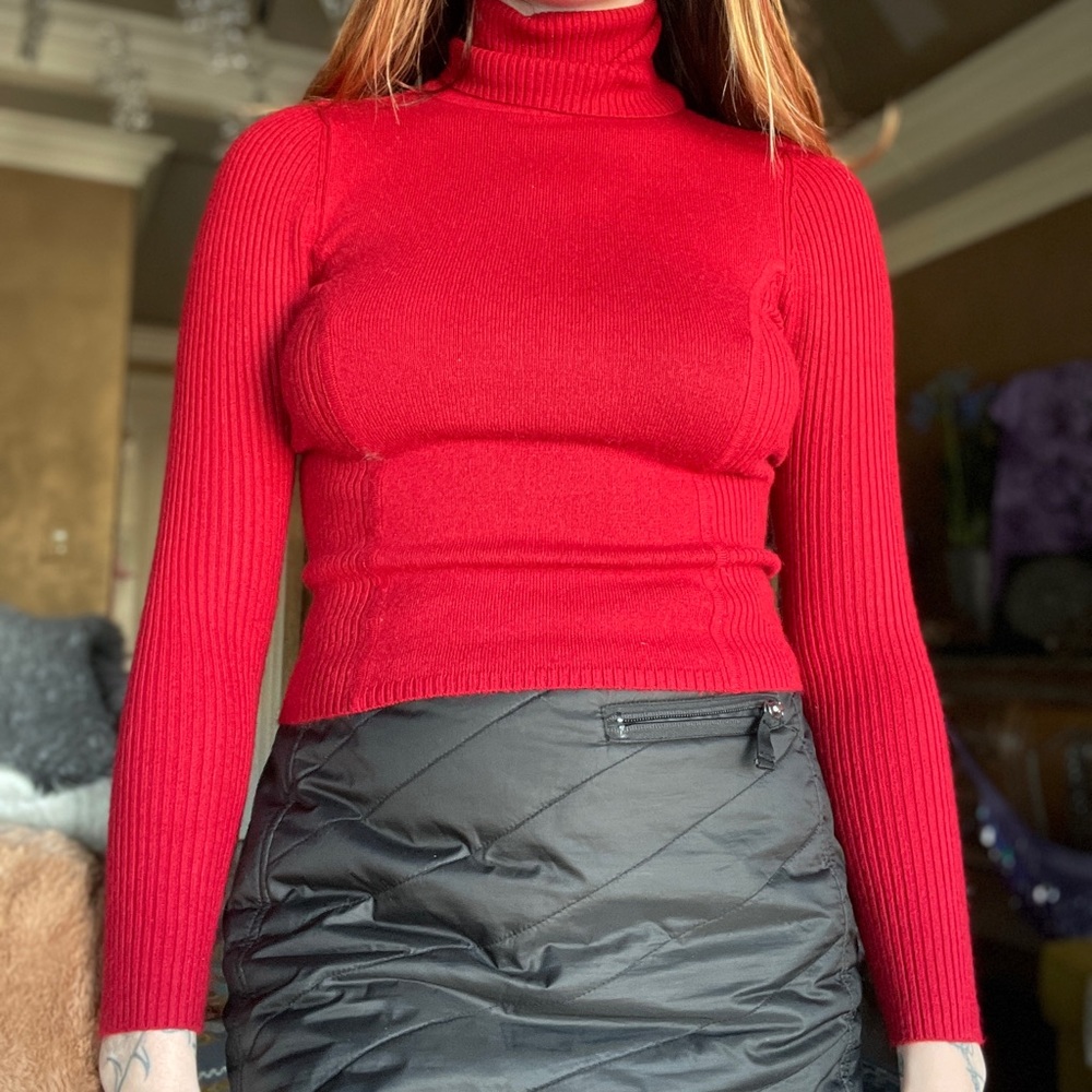 Sexy Red Turtleneck Sweater